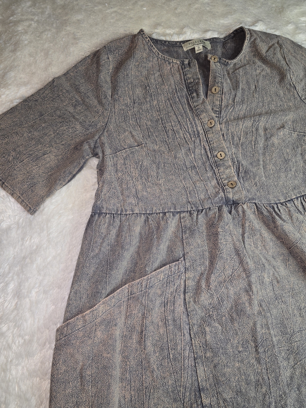 Polagram Taupe Short-Sleeve Corduroy Pocket Dress - Picture 4 of 9